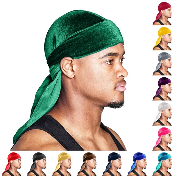 XIAOCHA Womens Stretch Durag Cap Solid Head Wrap Casual Street Cap,Green