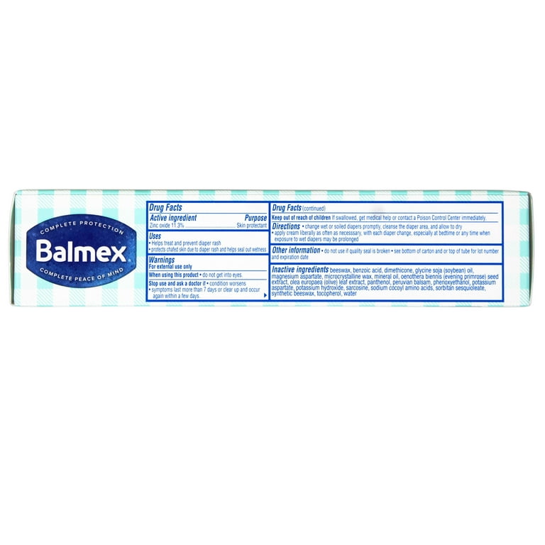 Balmex Zinc Oxide Diaper Rash Cream 4 oz. - Walmart.com
