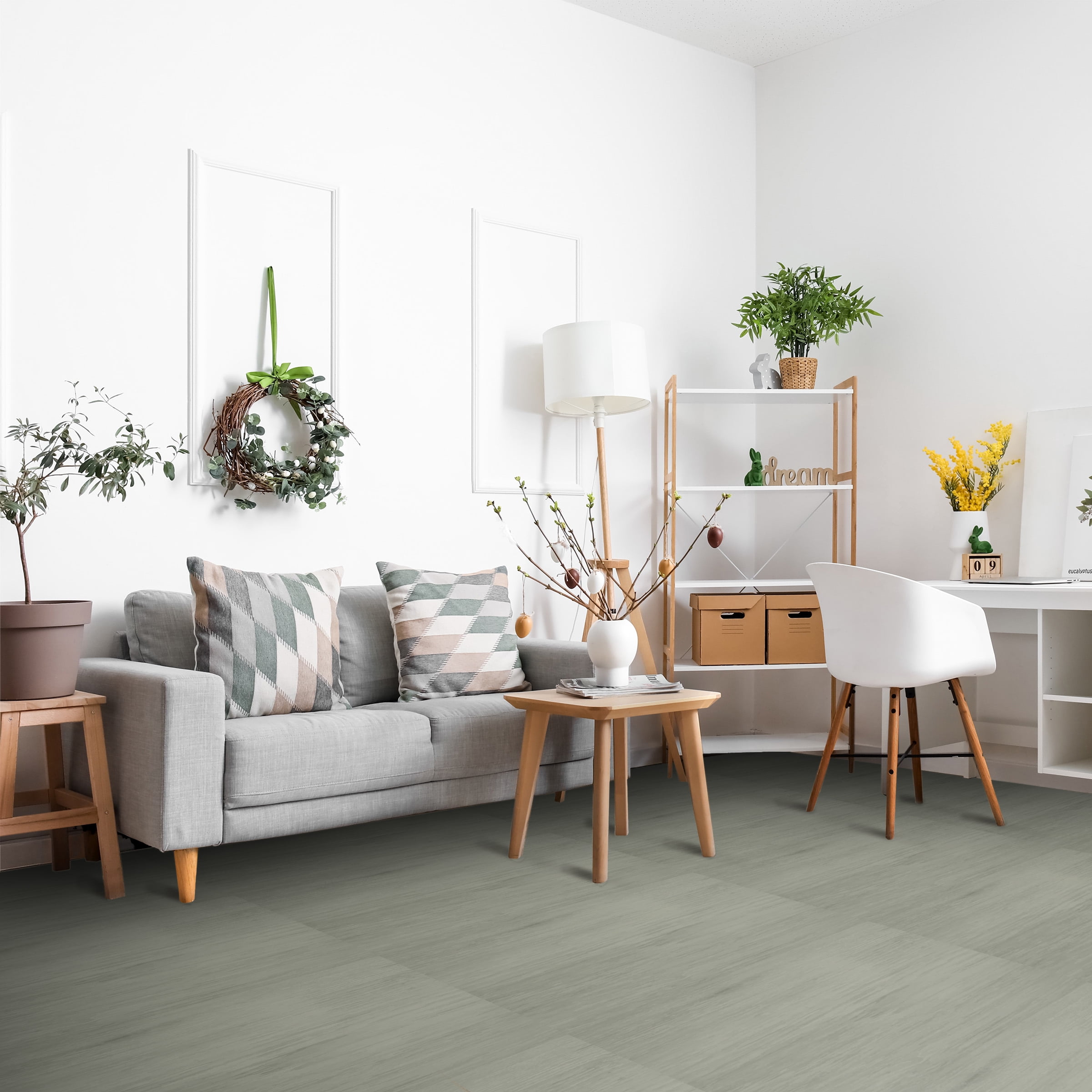 Sorbus Waterproof Wood Grain Foam Floor Tiles, 24 Tiles, 96 Sq Ft, Interlocking, Gray