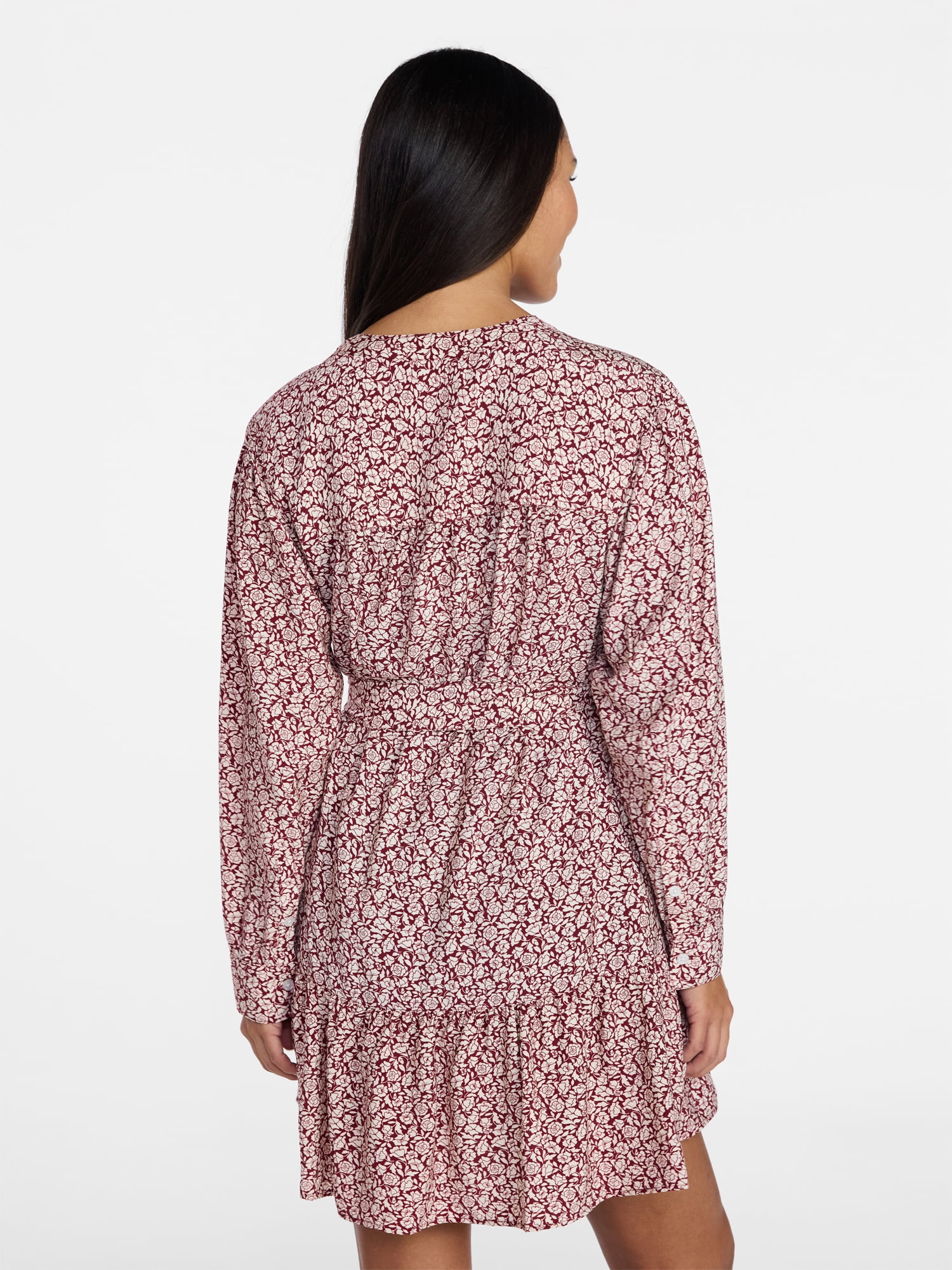 Time and Tru Women's Mini Shirtdress with Long Sleeves, Sizes XS-XXXL