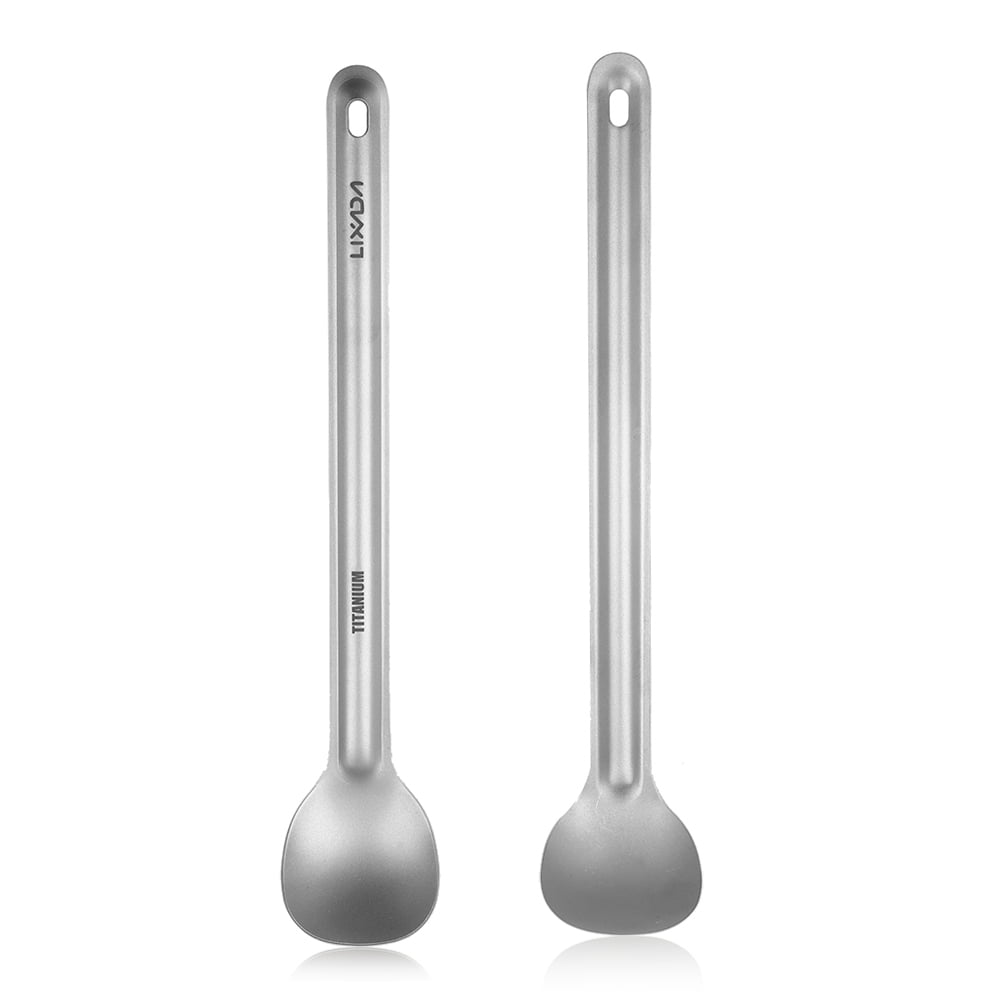 15g Ultralight Titanium Camping Tableware Long-handled Spoon Portable Cutlery py 