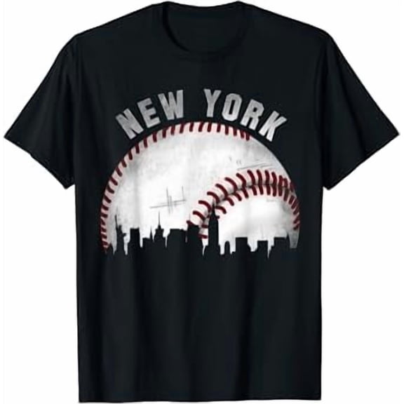 Vintage New York Skyline City Baseball T-Shirt