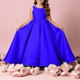 thumbnail image 2 of Girls Floor Length Princess Dresses,Cozy Satin Sleeveless Maxi A Line Solid Color Gown for Pageant Wedding Flower Girl Birthday Party Ceremony Blue 2-3 Years, 2 of 6