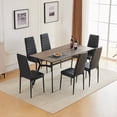 thumbnail image 7 of Ktaxon Dining Kitchen Table Set for 6 to 8, 63" Farmhouse Rectangular Wood Dining Room Set with PU Chairs Metal Legs for Dining Room Pale Gray, 7 of 7