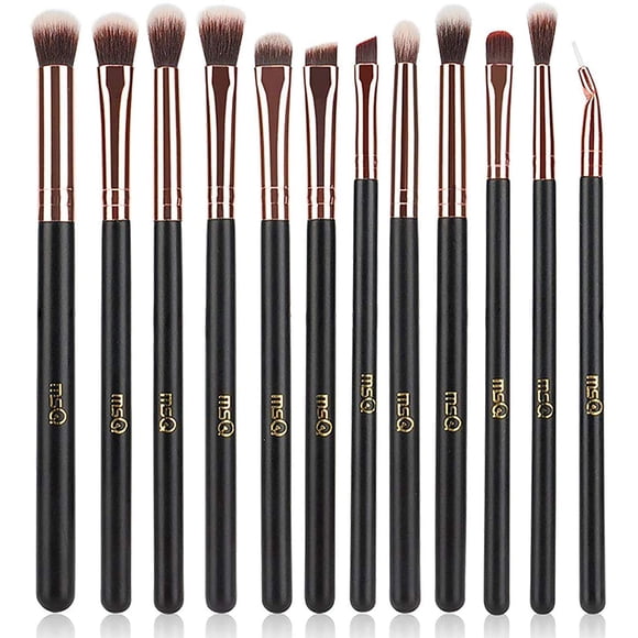 Set de brochas de maquillaje MSQ Eye, 12 unidades, oro rosa con pelo sintético