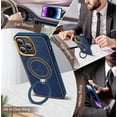 thumbnail image 2 of for iPhone 14 Pro Max Case with Magnetic Invisible Ring Stand Compatible with Mag-Safe Leather Business Shockproof Military Grade Protection Classic Luxury Phone Cases for Women Men,Blue, 2 of 14