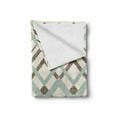 thumbnail image 2 of Chevron Soft Flannel Fleece Blanket, Vintage Overlapping Zigzag Lines Thin and Thick Stripes Old Classical, Cozy Plush for Indoor and Outdoor Use, 60" x 80", Almond Green Brown Cream, by Ambesonne, 2 of 6