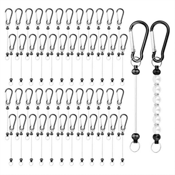 50pcs Beadable Keychain Bars, Bead Key Chain Making Kit Keychain Accessories Charms Beads DIY Blank Metal Keychain