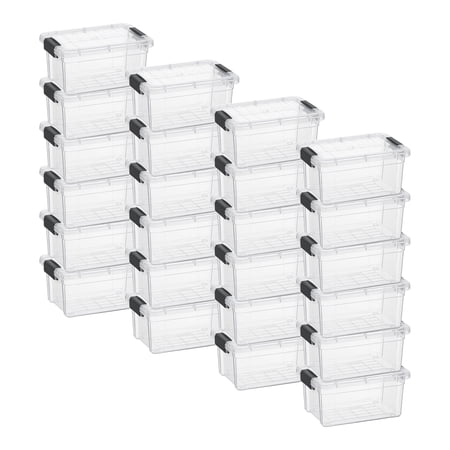 Superio Mini Storage Container Plastic Crayon Box Art Supplies and Sewing Case Stackable Clear Small Organizer for Beads Stationery Chalk and Food 1.05 Quart 24 Pack