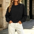 thumbnail image 2 of Women's Cropped Crewneck Sweatshirts Casual Long Sleeve Cropped Shirts with Kangaroo Pockets Solid Color Pullover Sweat Shirts, 2 of 8