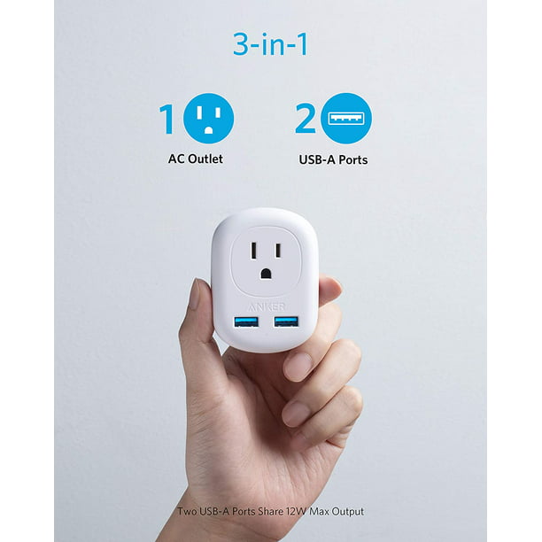 Anker European Adapter, PowerExtend USB Plug International Power Adapter with 2 USB and 1 Outlet, US to Most Europe Spain Iceland Italy France - Walmart.com