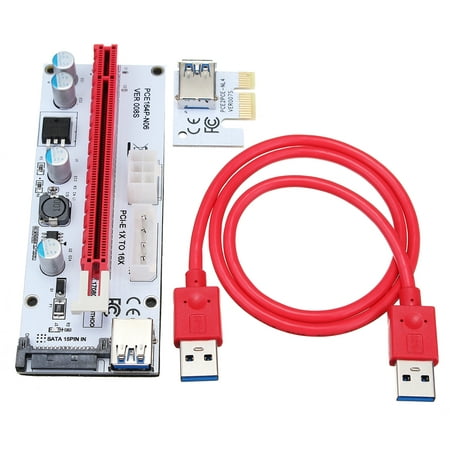 PCI-E Express 1x to16x Extender Riser Card Adapter + USB Connector 3.0 SATA Power Cable for Bitcoin 8 GPU (The Best Bitcoin Miner)
