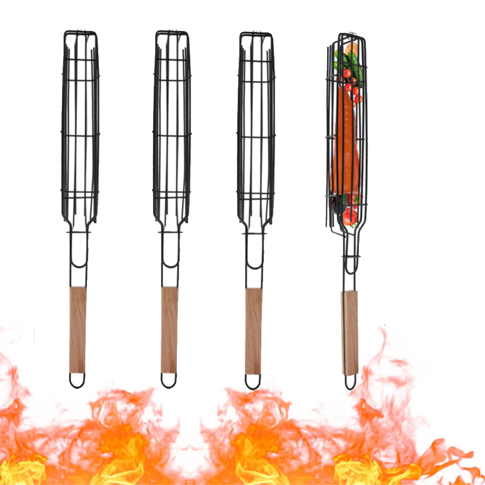 4 Pcs Kabob Grilling Baskets Set Kebab Grilling Baskets Nonstick Fish