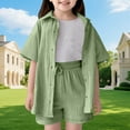thumbnail image 2 of TSHXS Girl Outfits Size 7-8 4T Summer Outfits For Girls Kids Girl Clothes Top And Shorts Toddler Girl Summer Outfits Short Set 9-10 Years Light Green, 2 of 9