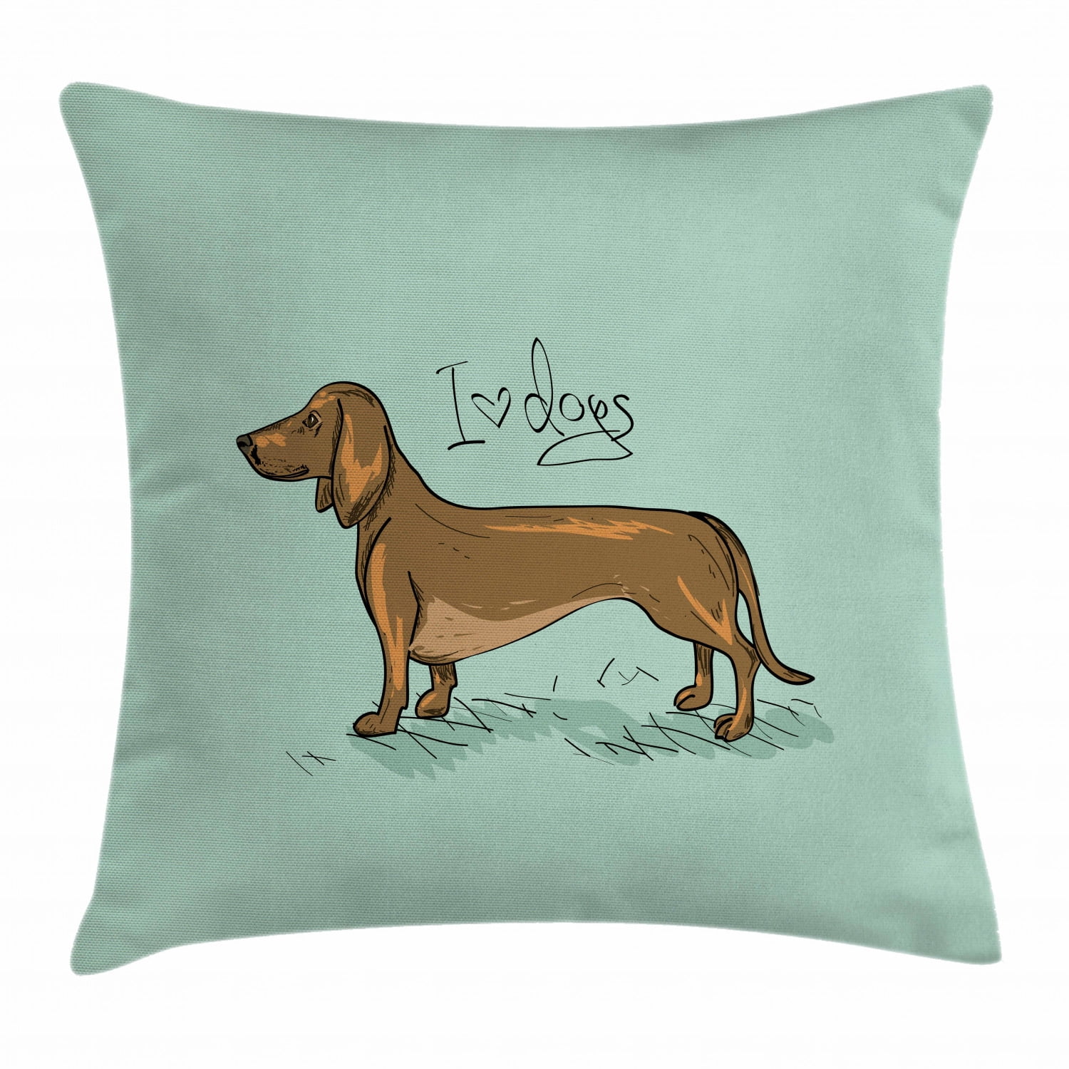 Dachshund Throw Pillow Cushion Cover, Dachshund Puppy on an Abstract