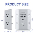thumbnail image 2 of Surge Protector Outlet with 5 AC Outlets and 4 USB Ports (1 USB-C), Multi-Plug Wall Adapter for Home, School, and Office, ETL Certified, 2 of 8