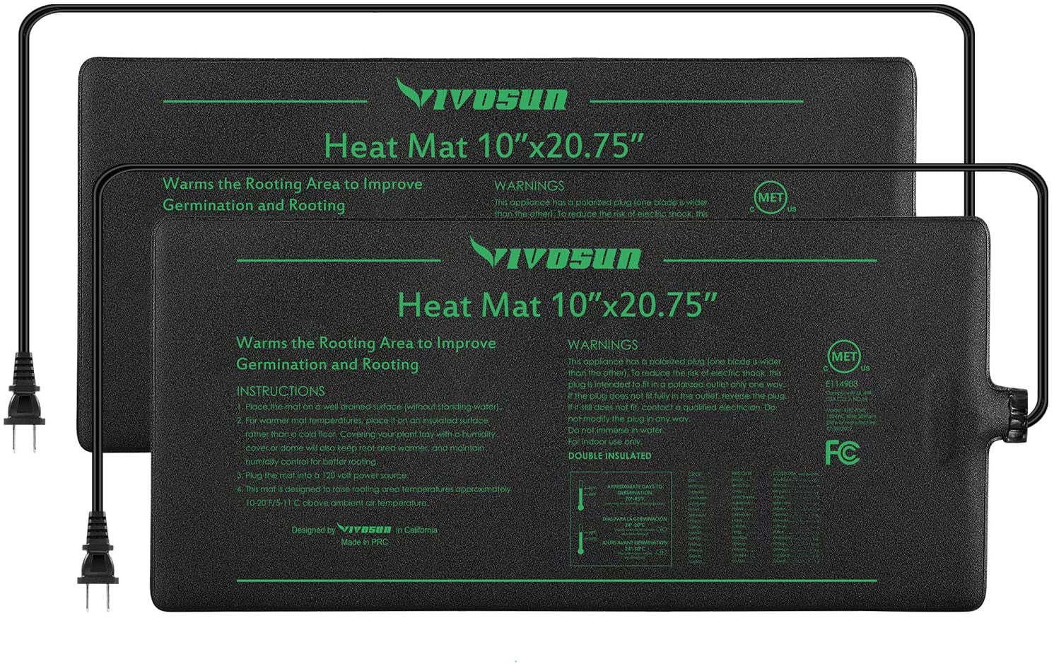 VIVOSUN 2 Pack Durable Waterproof Seedling Heat Mat Warm Hydroponic