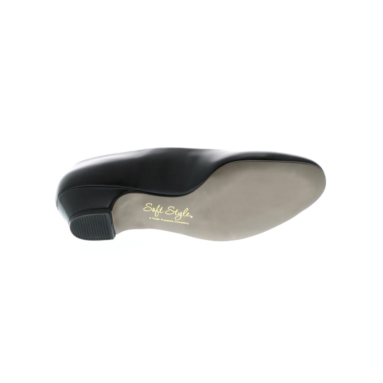 Soft Style Women's Angel II Pump - Black Smooth Leather With 1 1/4 Inch Heel