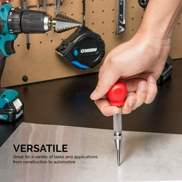 5-Inch Automatic Center Hole Punch | Adjustable Impact Spring Loaded Puncher Tool Steel Center Hole Punch for Wood, Metal, Plastic
