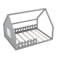 thumbnail image 6 of Euroco Wood Full Size House Bed, Low Profile Platform Bed, Gray, 6 of 11
