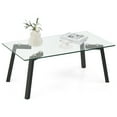 thumbnail image 1 of Costway Tempered Glass Coffee Table Modern Center Table with Metal Frame for Living Room, 1 of 10