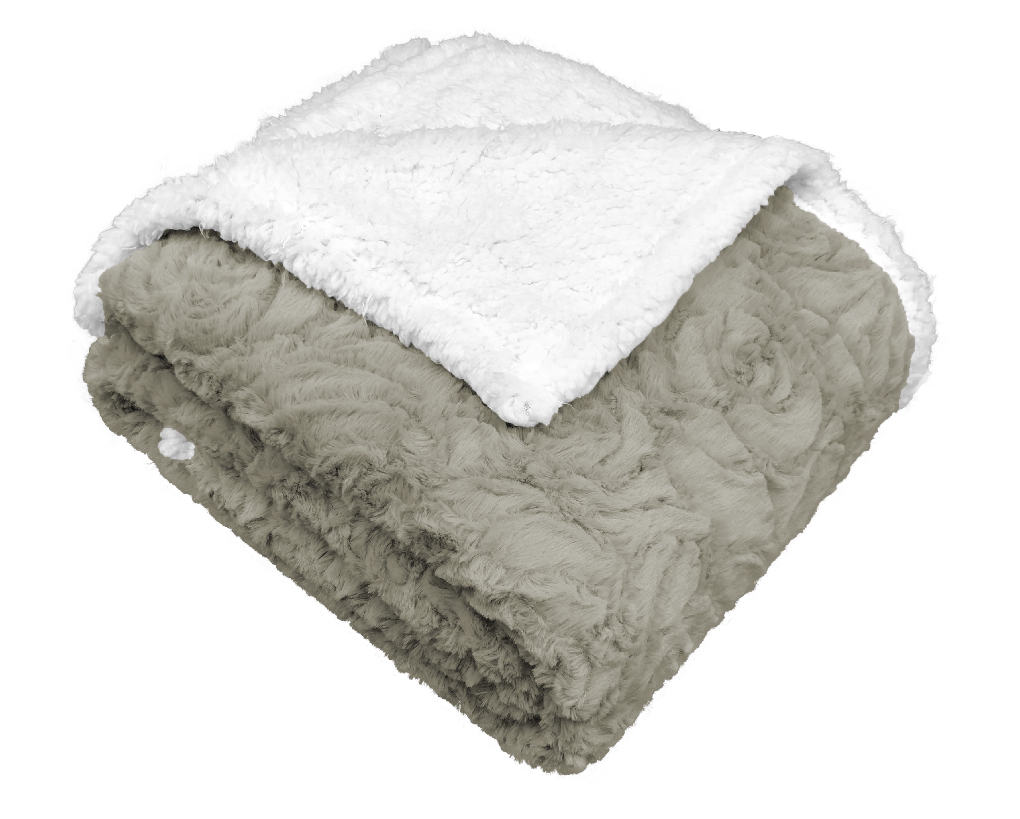 Madrid Faux Fur Reverse to Sherpa Throw Tan 50x60