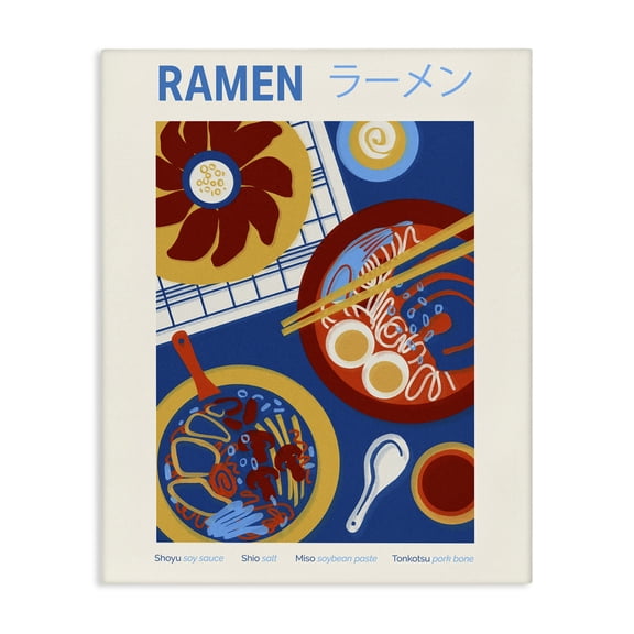 Stupell Industries Ramen Table Placement Food & Beverage Painting Wrapped Canvas Canvas Art Print Wall Art, 16 x 20