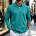 thumbnail image 5 of Delconic Men's Polo Shirt Long Sleeve Moisture Wicking Golf Shirts Sun Protection Collared Work Shirts Turquoise 3XL, 5 of 8
