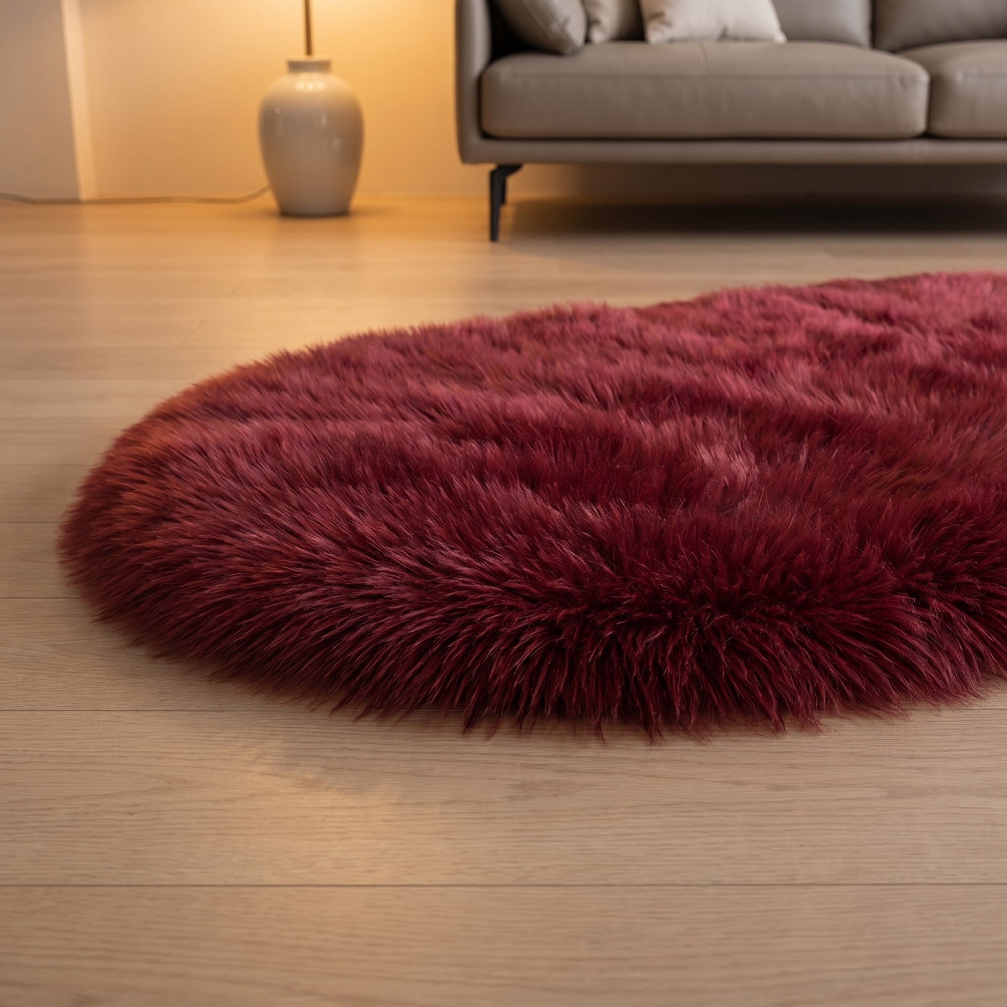 Unique Bargains Shaggy Area Rug Ultra Fluffy Non-Slip Fuzzy Carpet 24" x 16" Red