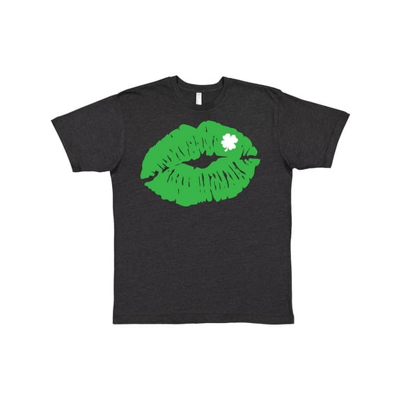 Inktastic St. Patrick's Day Lucky Lips with White Shamrock T-Shirt