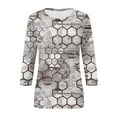 thumbnail image 4 of Blouses pour Femmes, T-shirt Imprimé Mode, Manches 3/4, Col Rond, Hauts Décontractés d'Été en Liquidation, 4 of 5