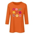 thumbnail image 6 of Runfenguu Workout Top For Women Womens T Shirts Loose Fits Ladies' Fashion Floral Printed Round Neck 3/4 Sleeve T-Shirt Shirt Sleeve Round Neck Top/Shirt, 6 of 6