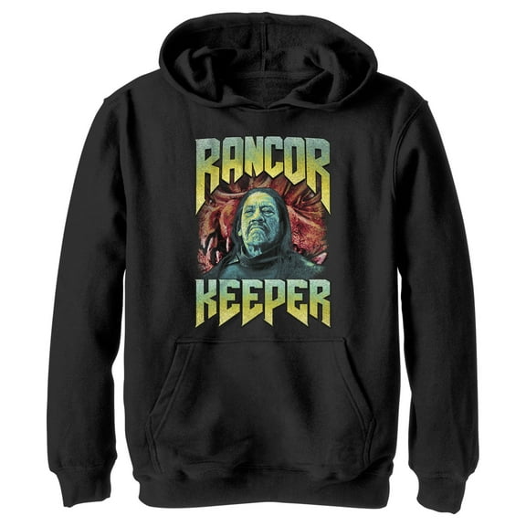 Boy's Star Wars: The Book of Boba Fett Rancor Keeper Pull Over Hoodie Black Medium