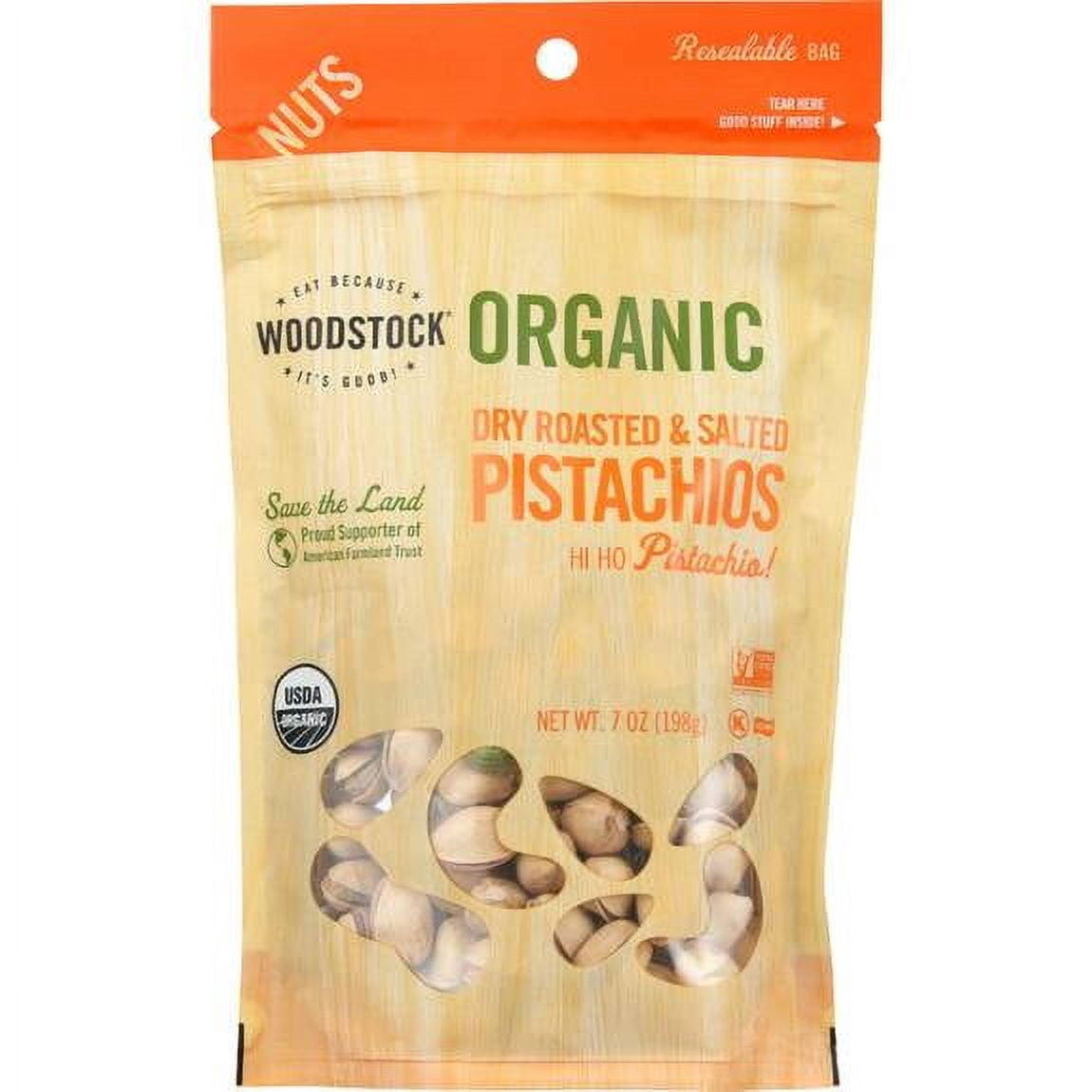(Price/case)Woodstock - Organic Roasted Salted Pistachios - Case of 8 - 7 oz.