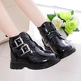 thumbnail image 7 of Girls Cute Ankle Boots PU Leather Buckle Closure Dress Booties Trendy Simple Design Low Heel Soft Sole Shoes Black 1 Big Kids, 7 of 7