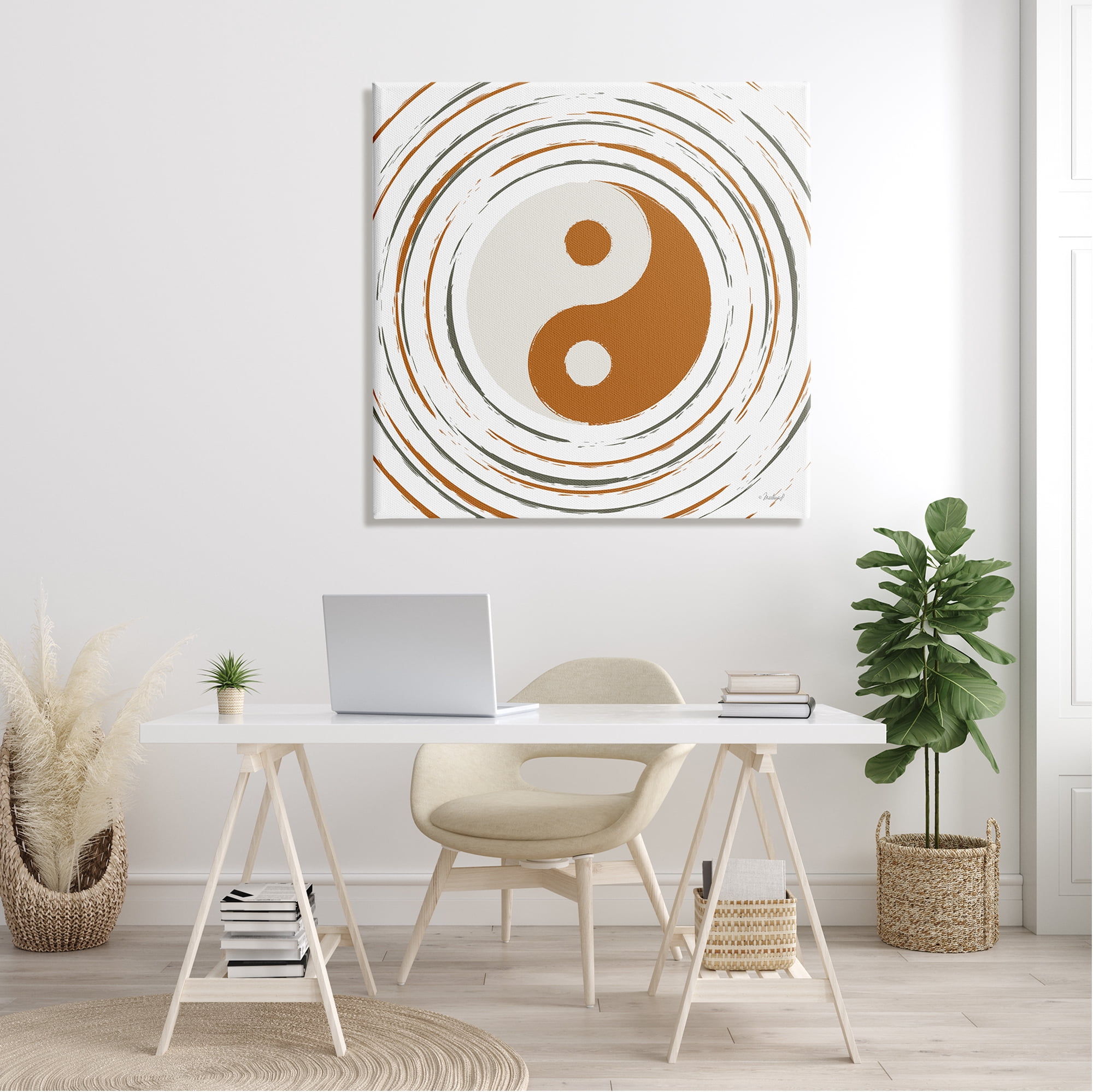 Stupell Industries Yin Yang Taijitu Symbol Spiritual Circular Stripes Graphic Art Gallery Wrapped Canvas Print Wall Art, Design by Martina Pavlova