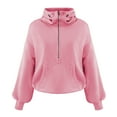 thumbnail image 5 of Womens Oversized Sweatshirts Hoodie Half Zip Trendy Lang Sleeve Sweaters Hooded Neck Fall Clothes with Pocket, 5 of 6