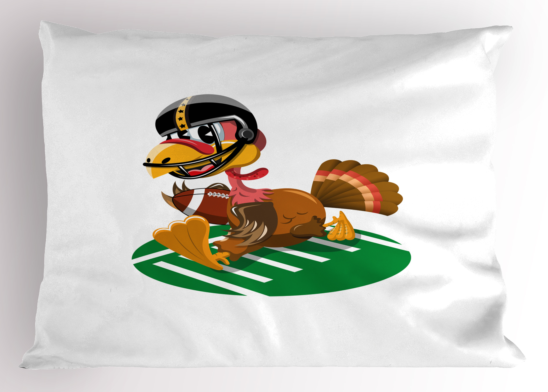 Turkey Pillow Sham American Football Playing Funny Bird Thanksgiving