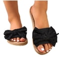 thumbnail image 4 of Samdudou Espadrille Sandals Open Toe Bow Knot Flat Slide Jute Rope Sole Summer Vacation Beach Ladies Casual Style Footwear Outdoor Daily Wear Lightweight Walking Modern Trendy Design, 4 of 6
