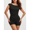 thumbnail image 5 of Women Solid Color Playsuits 1/4 Sleeve Summer Backless Jumpsuits Slim Casual Short Rompers Clubwear, 5 of 10