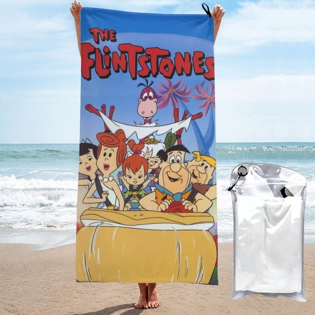 Toalla de baño de secado rápido con dibujos animados de Los Picapiedra, toalla de playa de microfibra para uso diario, 31,5 x 63 pulgadas