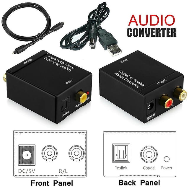 Convertidor de audio digital a analógico Óptico Coaxial Toslink Rca Tv Lr Adaptador de sonido LingWen 8390611035464