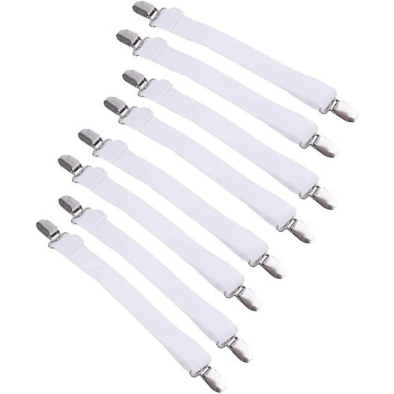 8pcs Sheet Adjustable Stand Sleeper Sofa Sheets Bed Sheet Holder Sheet Strap Suspenders Fitted Sheet Straps Bed Sheet Clips to Hold in Place Fixture Collet Sheet Rack Large White