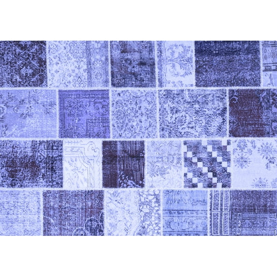 Ahgly Company Machine Washable Indoor Rectangle Patchwork Blue Transitional Area Rugs, 2' x 3'