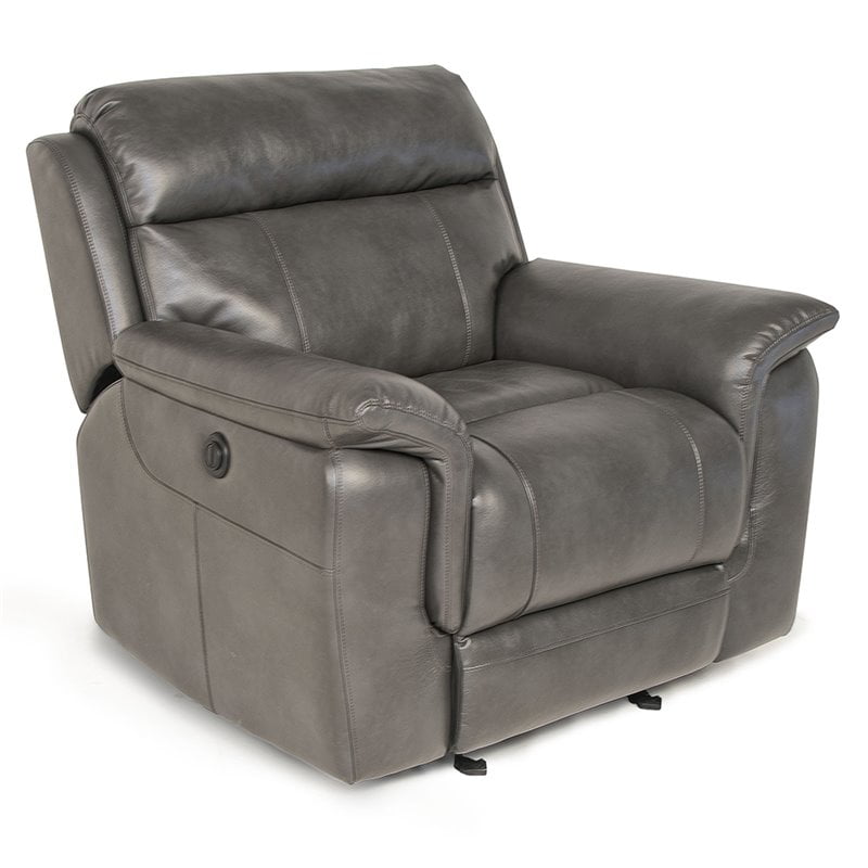 Steve Silver Dakota Faux Leather Glider Recliner in Gray