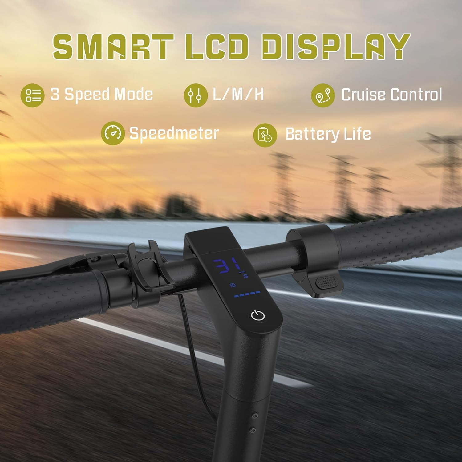 10" Electric Scooter Adults Max 22MPH Sport Escooter 500W Motor, Electric Scooter 22 Miles Range, Max Load 265 LBS/APP Control