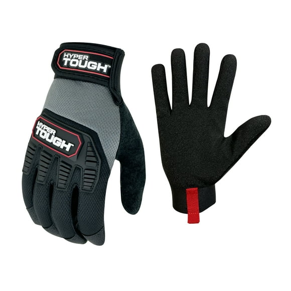 Hyper Tough Heavy Duty Impact Gloves, Black Red and Gray - Large, 1 Pair, CHT89057-23
