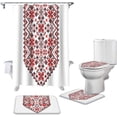 thumbnail image 2 of FMSHPON Geometric 4 Piece Bathroom Set Shower Curtain Bath Rug Contour Mat and Toilet Lid Cover, 2 of 7
