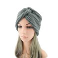 thumbnail image 4 of Women's Cross Twist Turban Knit Beanie Hat Bohemian Solid Color Soft Warm Slouchy Skull Cap Women Headwear, 4 of 6