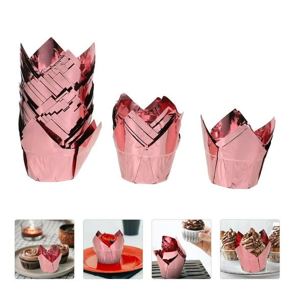 IBASETOY 50Pcs Disposable Golden Paper Cake Trays Oil Proof Baking Cups for Muffins and Pastries